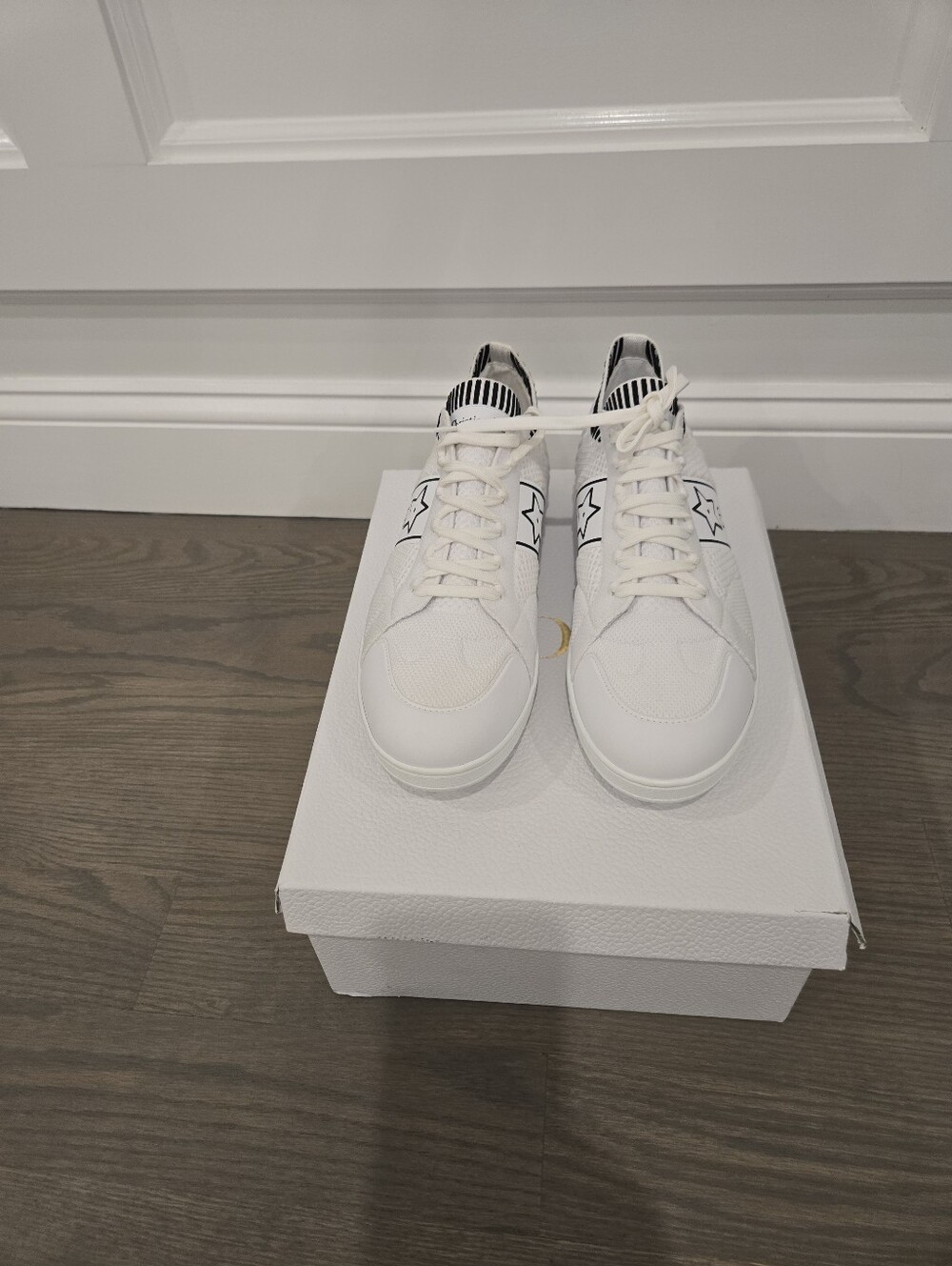 $990 Dior Star Low Top Knit Sneakers EU 41 US 11 White AUTHENTIC NIB - Picture 9 of 13